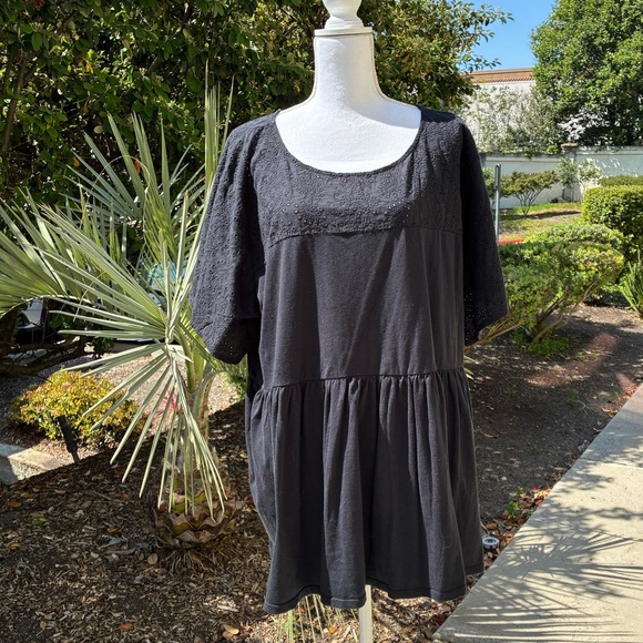Torrid Black Babydoll Top with Lace Eyelet NWT Torrid Size 3 US size 3X - Picture 1 of 8